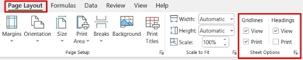 print gridlines in excel