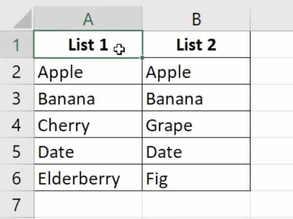 how to compare 2 columns in excel for differences