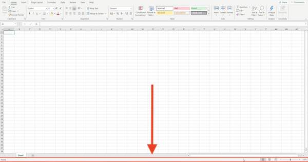 where is the status bar on excel