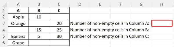 excel count filled cells