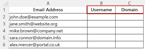 how to split email address in excel