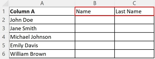 split cells in excel horizontally