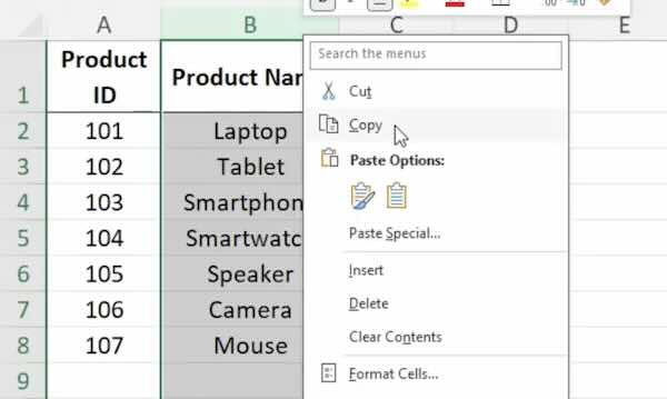 how to duplicate columns in excel