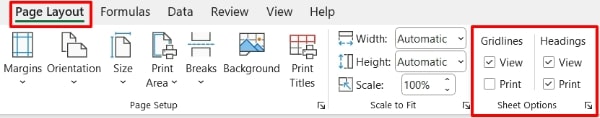 excel remove column letters and row numbers when printing