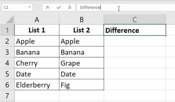 excel compare 2 columns for differences