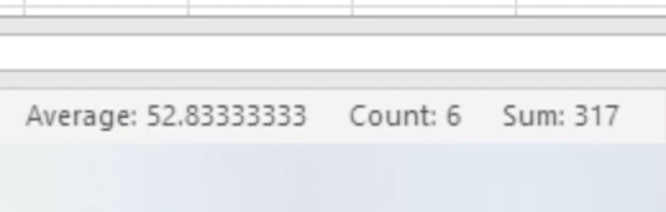 excel show status bar