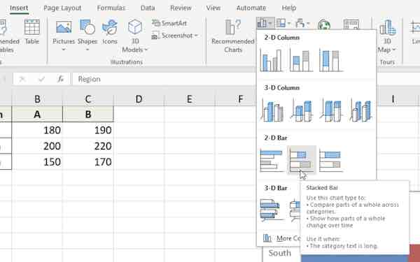 excel clustered stacked bar chart