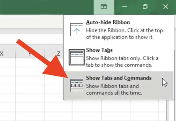 show excel toolbar