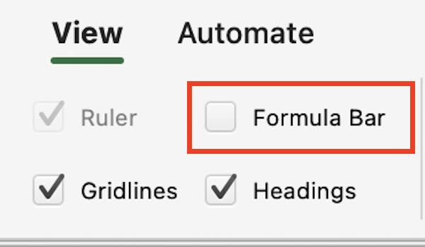 show formula bar excel