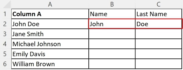 split cell horizontally in excel