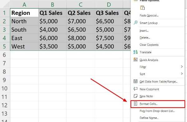 excel add gradient effect multiple cells