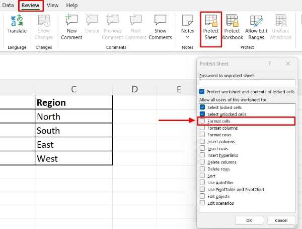 how to change fill color in a locked cell excel