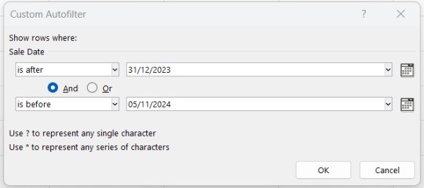 excel filter date range