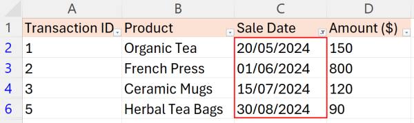 filter by date excel