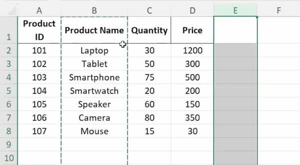 how to duplicate a column in excel