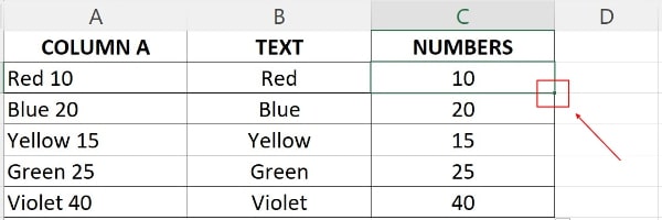 how to split numbers in excel using formula