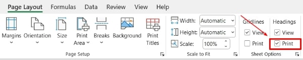 print rows and columns in excel