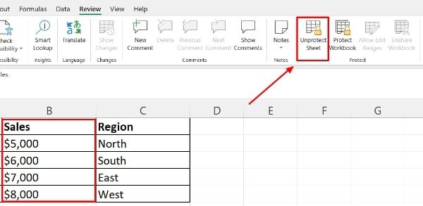 unlock fill color in protected worksheet in excel