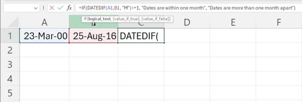 compare date in excel