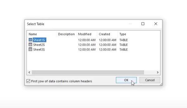 import data from excel to word