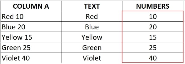 split text and numbers in excel