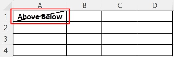 excel split cell diagonally