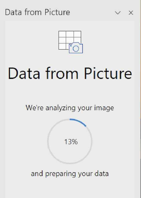 import data to excel from picture