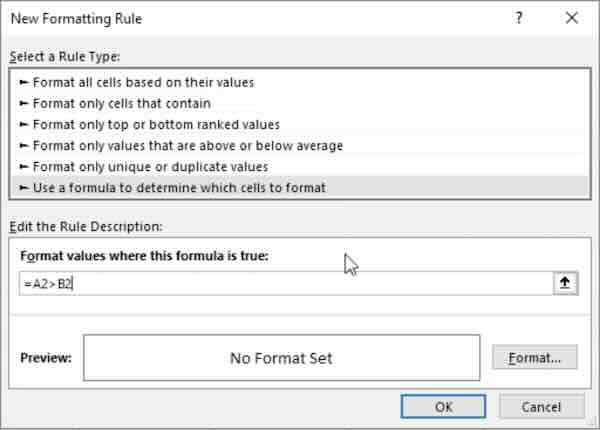 how to use conditional formatting in excel to compare two columns