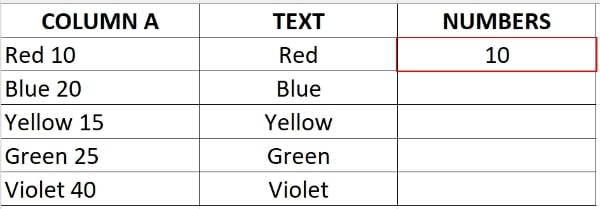 excel split number from text