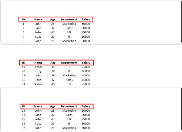 how to print top row in excel