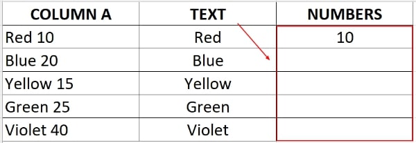 how to split numbers from text in excel