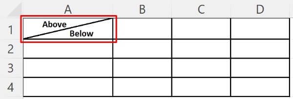 how to split cells diagonally in excel