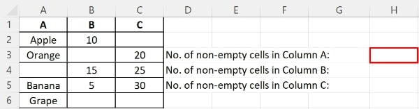 excel count number of filled cells