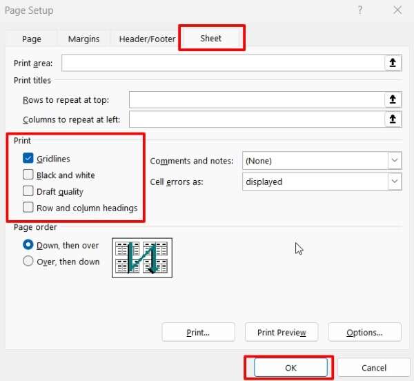 how to print with gridlines in excel