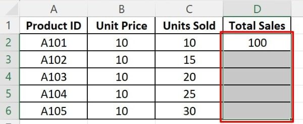 excel fill entire column