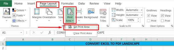 convert excel to pdf landscape