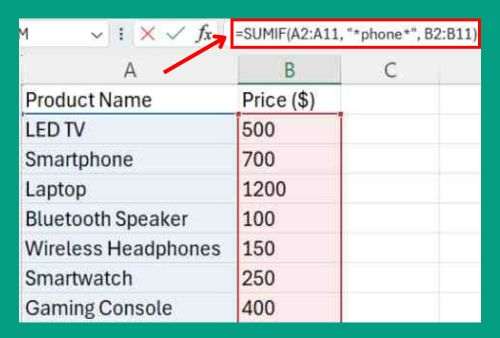 SUMIF if Cell Contains Partial Text in Excel (Easiest Way in 2025)