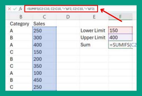 SUMIFs Between Two Numbers in Excel (Easiest Way in 2025)