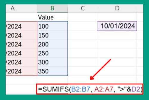 SUMIFS Greater Than Date in Excel (Easiest Way in 2024)