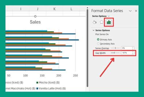 Increase the Width of a Bar Chart in Excel (Easiest Way in 2025)