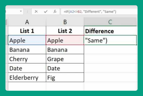 Compare Two Columns in Excel for Differences (2025 Update)