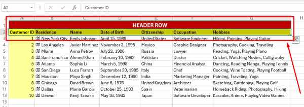 excel freeze header