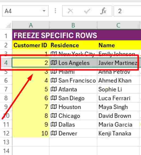 how to freeze selected rows in excel