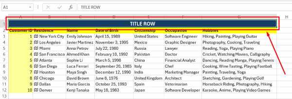 how to freeze title row in excel