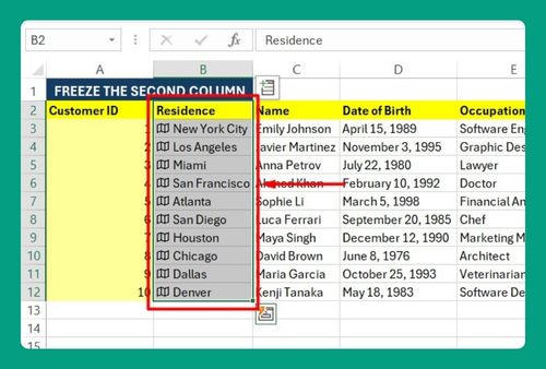 How to Freeze the Second Column in Excel (Easiest Way in 2025)