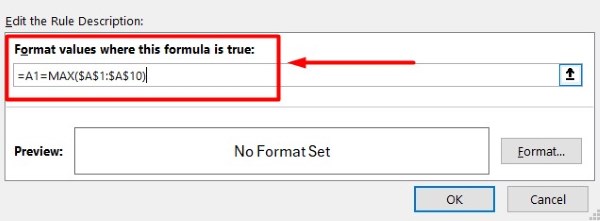 excel highlight highest value in each row