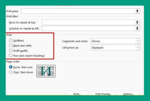 Remove Column Letters and Row Numbers in Excel When Printing