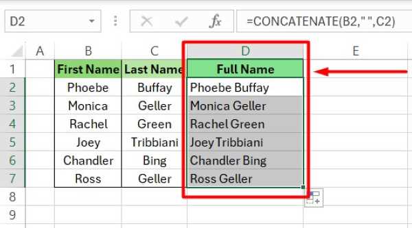 excel merge cells keep all text