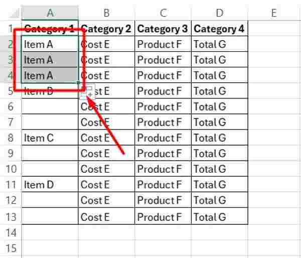 excel to do this all merged cells