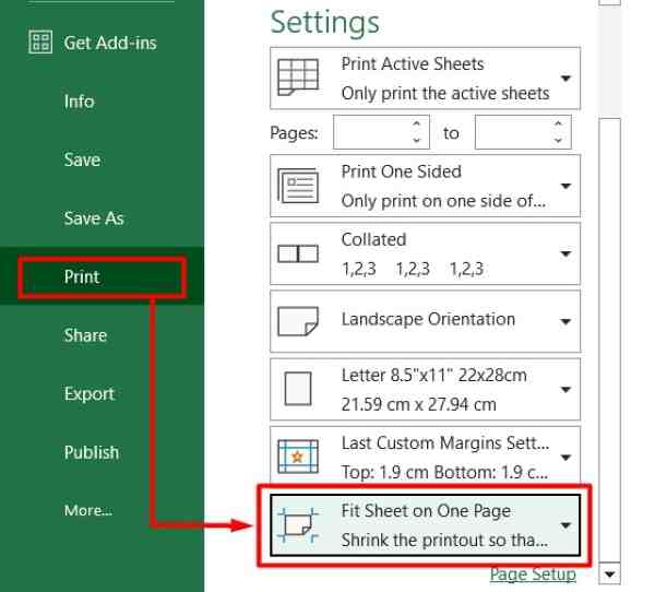 excel pdf fit to page